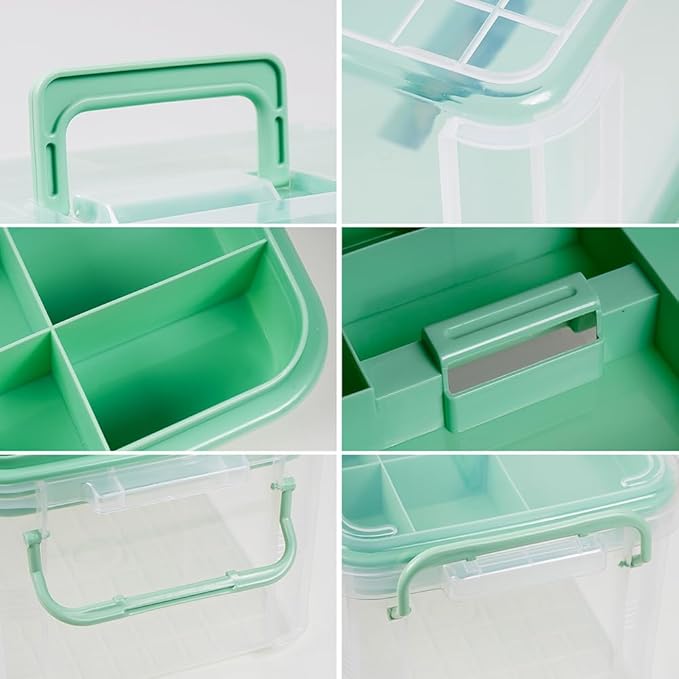 15qt Clear Medicine Organizer Storage Box with Tray, Plastic First Aid Box Empty, Thickened Medicine Container Chest, Multipurpose Medical Case with Labels, Medicine Caddy with Lids Handles