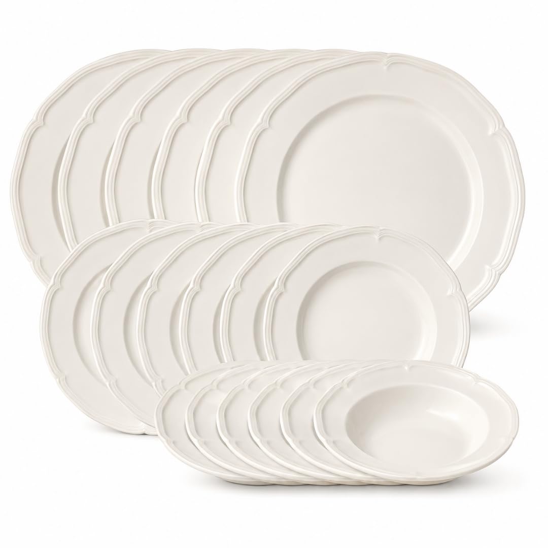 Villeroy & Boch Manoir 18 Piece Dinnerware Set, Creamy White
