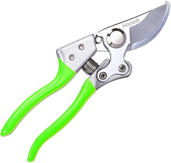Horsvill Garden Shears, Japanese labor-saving Garden Scissors, Pruning Shears and Garden Secateurs for Woman and arthritis weak, Professional Branch scissors(Red-grey)