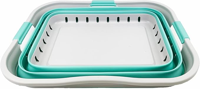 SAMMART 42L (11 gallon) Collapsible Plastic Laundry Basket - Foldable Pop Up Storage Container/Organizer - Portable Washing Tub - Space Saving Hamper/Basket (Grey/Pine)