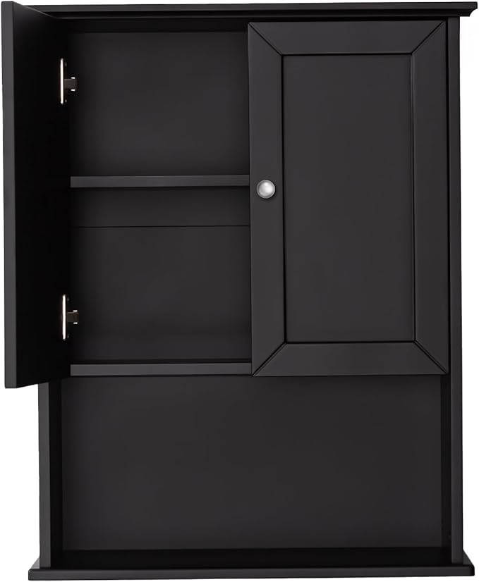 Black Wall Cabinet 24x30 Inch Wooden Over The Toilet Storage Cabinets with 2 Doors, Above Toilet Storage Medicine Cabinets for Bathroom Laundry Room Bedroom Kitchen