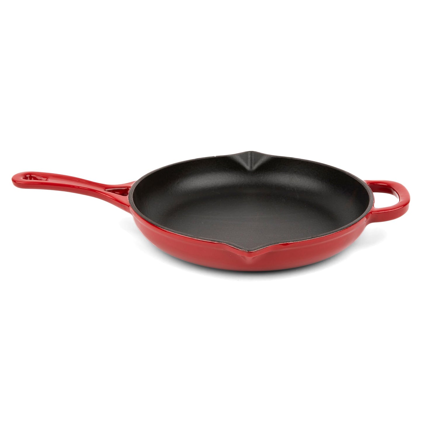 Larder & Vine Enameled Cast Iron Skillet | 10.25 inch Skillet | Saute Pan with Pour Spouts | Enamel Coated Cast Iron | Compatible on All Cooktops & Oven Safe to 500 F | Cabernet
