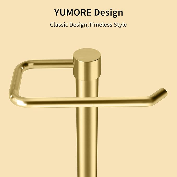 YUMORE Hand Towel Holder Stand Countertop Towel Rack Free Standing Towel Bar Hanger for Bathroom Kitchen (Gold)