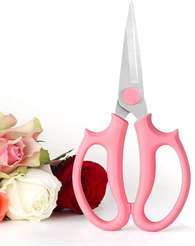 Leize Flower Scissors, Premium Thickened Stainless Steel Floral Shears, Strong Pruner for Flowers, Branches and Leaves (Grey Green Slender)