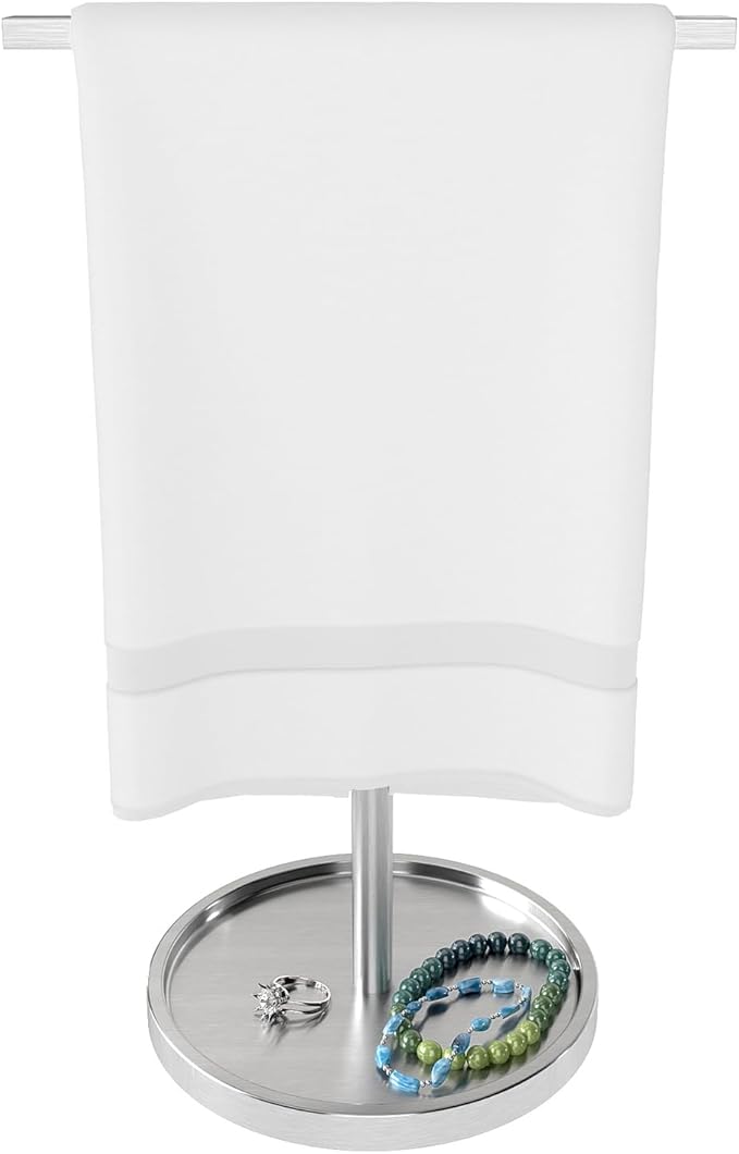 Hand Towel Holder Stand, Countertop Hand Towel Stand for Bathroom Kitchen, T-Shape Adjustable Hand Towel Holder, Brushed Nickel