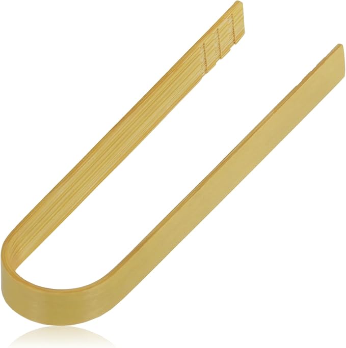 Morikuru Mini Bent Bamboo Tongs, 2.75-Inch (70mm), Small Serving Tongs for Condiments & Pickles, Tabletop Utensils, Made in Japan