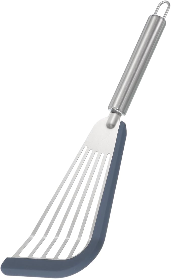 uxcell Stainless Steel Fish Spatulas with Handle Kitchen Cooking Spatula for Egg, Fish, Pancake Black