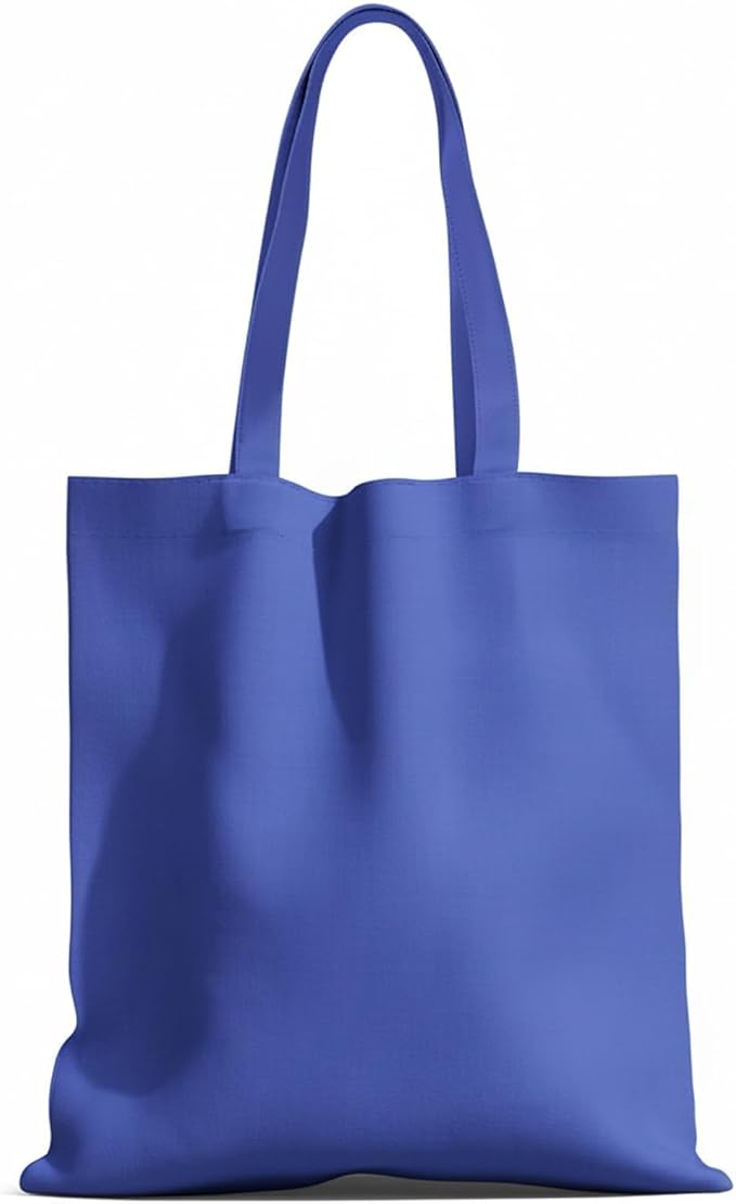 MOLOVA 1-6 Pack Available Premium Canvas Reusable Tote Gift Bags,Made of Natural Canvas with Handle,Work,DIY,Shopping(Blue)