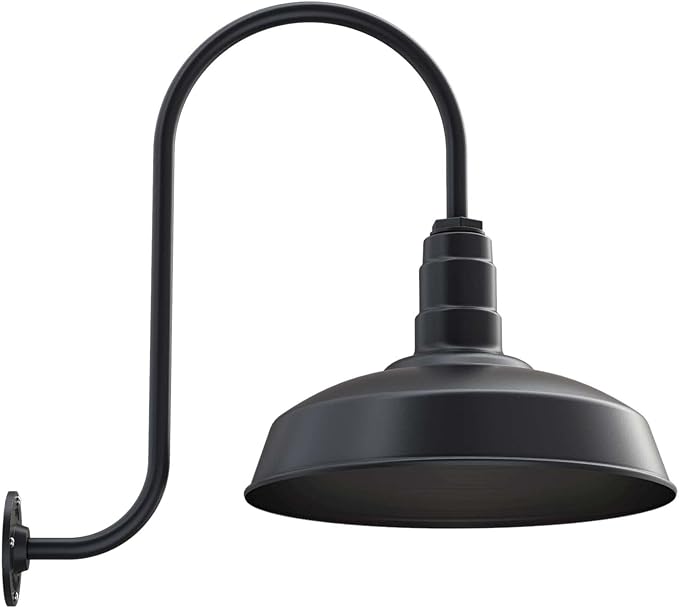 11" Straight Arm Barn Light Outdoor | Farmhouse | Modern Gray/Brass