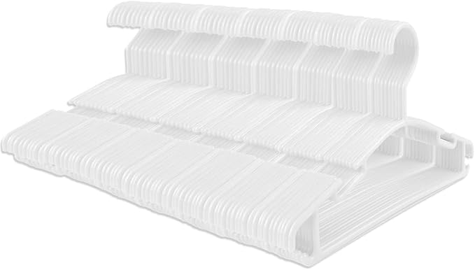 GoodtoU Baby Hangers 100 Pack, Plastic Infant & Toddler Clothes Hangers with Non-Slip Shoulder Notches, Space-Saving Nursery Closet Hangers for Newborn, White