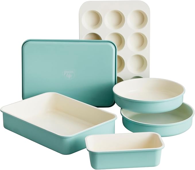 GreenLife 6 Piece Ceramic Nonstick Oven Bakeware Set, Pink