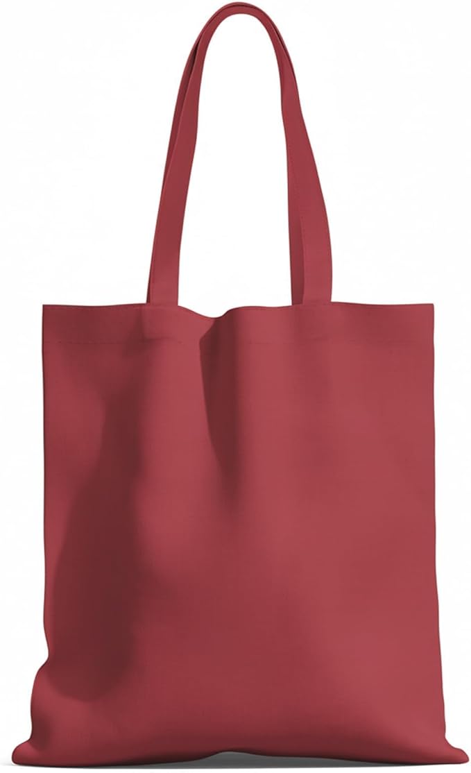 MOLOVA 1 Pack Available Premium Canvas Reusable Tote Gift Bags,Made of Natural Canvas with Handle,Work,DIY,Shopping(Red)