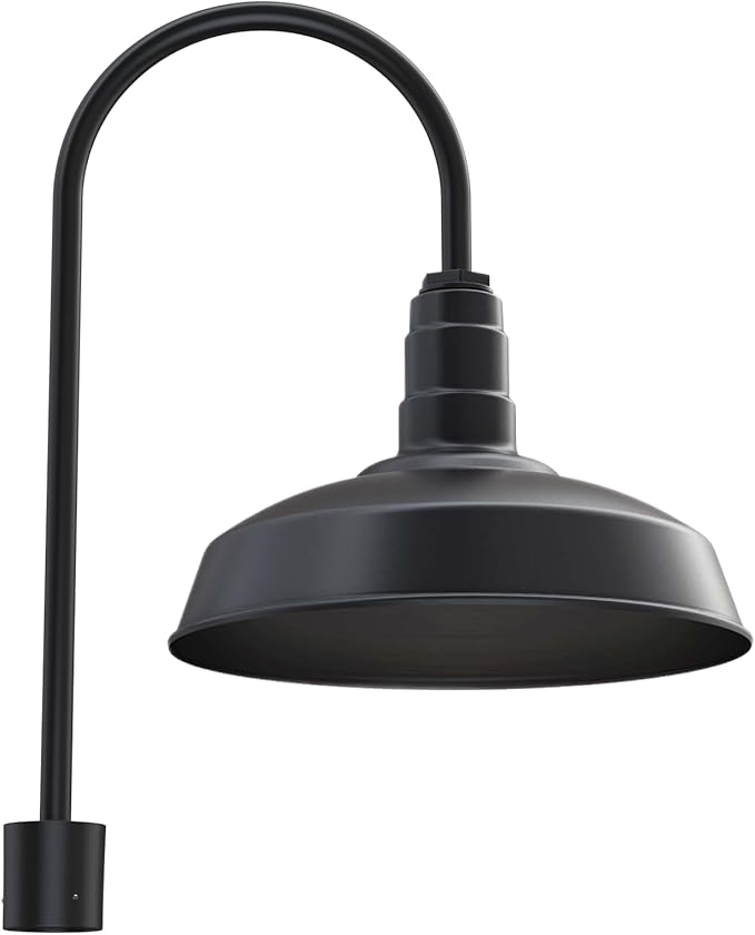 11" Straight Arm Barn Light Outdoor | Farmhouse | Modern Gray/Brass