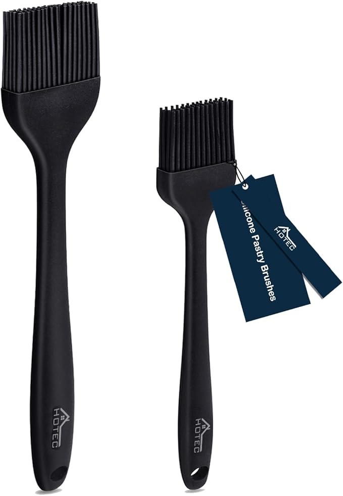 HOTEC Basting Brushes Silicone Heat Resistant Pastry Brushes Spread Oil Butter Sauce Marinades for BBQ Grill Barbecue Baking Kitchen Cooking BPA Free Dishwasher Safe (Grey 2)