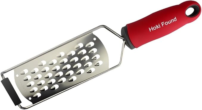 Hoki Found Stainless Steel Coarse Cheese Shredder - Zester, Vegetable & Fruit Grater - Black