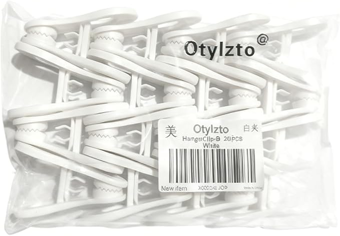 20 Pcs Multi-Purpose Clips for Hangers, White Clothes Hanger Clips, Standard Plastic Hanger