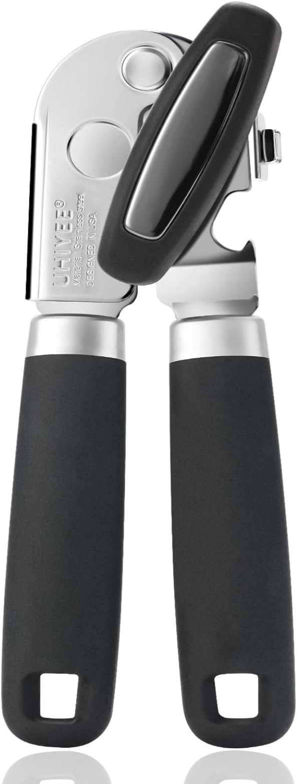 UHIYEE Hand Held Can Opener Manual with Magnet for Home Kitchen, Black