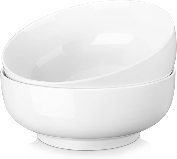 MALACASA Large Serving Bowls, 60 OZ (8") Ceramic Salad Bowls Set of 2