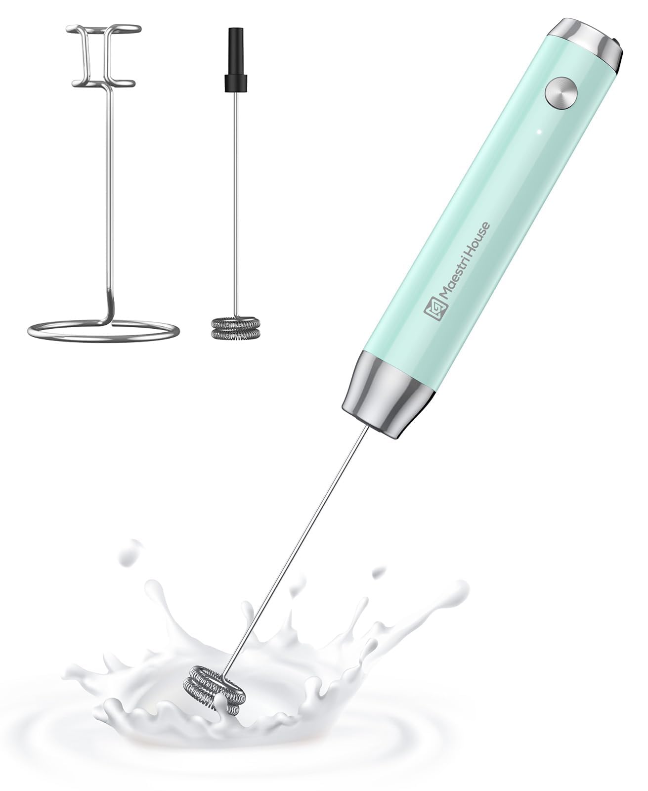 Maestri House LunaFro Rechargeable Milk Frother,Stand & 2 Detachable Whisks