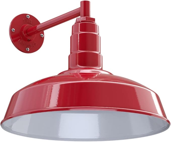 11" Straight Arm Barn Light Outdoor | Farmhouse | Modern Gray/Brass