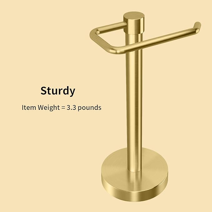 YUMORE Hand Towel Holder Stand Countertop Towel Rack Free Standing Towel Bar Hanger for Bathroom Kitchen (Gold)