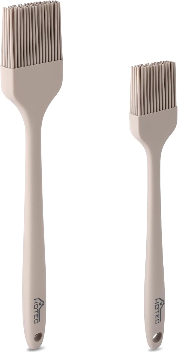 HOTEC Basting Brushes Silicone Heat Resistant Pastry Brushes Spread Oil Butter Sauce Marinades for BBQ Grill Barbecue Baking Kitchen Cooking BPA Free Dishwasher Safe (Grey 2)