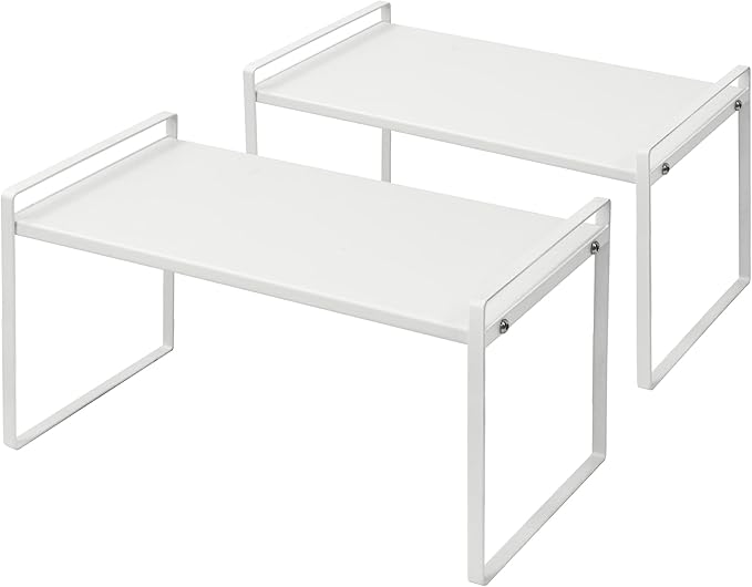 Nxconsu Stackable Cabinet Shelf Organizer 2 Pack, Wide Black