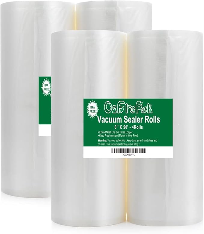 O2frepak 2Pack Vacuum Sealer Bags Rolls 8"x50' for Food Storage