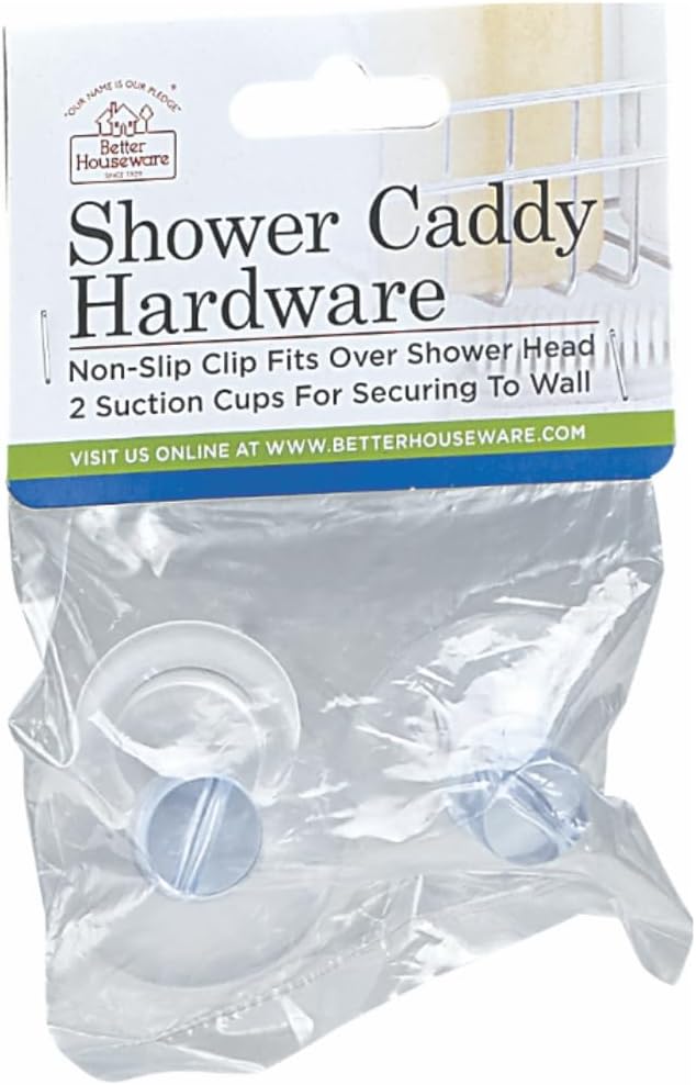 Better Houseware Suction Cup Shower Caddy Connectors, Shower Caddy Suction Cup Set for Bathroom Racks, Heavy-Duty Holder Kit, Easy to Attach & Transparent, 3 Piece Set