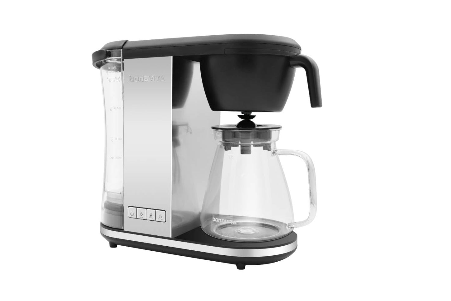 Bonavita Enthusiast 8 Cup Drip Coffee Brewer, Pour Over, SCA Certified Coffee Machine with Glass Carafe, Stainless Steel Panel, Removable Reservoir, Matte Black
