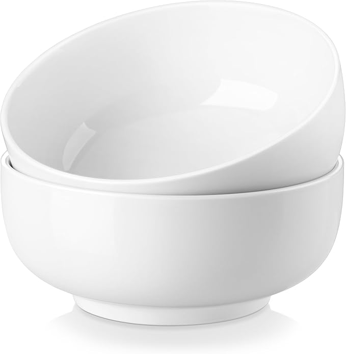 MALACASA Large Serving Bowls, 60 OZ (8") Ceramic Salad Bowls Set of 2
