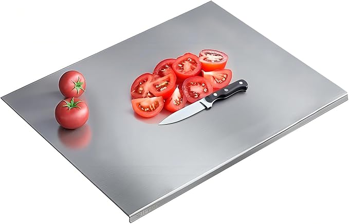304 Stainless Steel Cutting Board – Stainless Steel Kitchen Chopping Boards Non-Slip, Dishwasher Safe – Ideal for Meat, Vegetables, Fruits, Bread & Baking – Commercial & Home Use (19.6 * 19.6in)