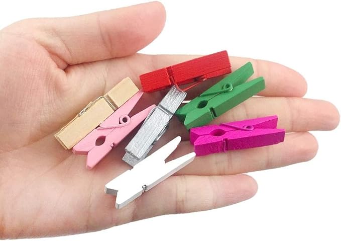 JABINCO (Pack of 128) Mini Wooden Colored clothespins,16 coloers Each 8pcs, Colored
