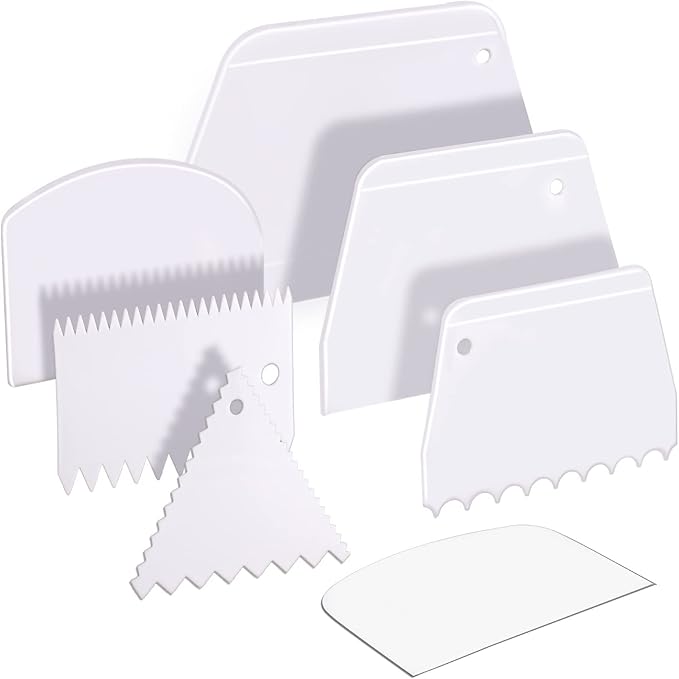 Teenitor Cake Scraper Cake Smoother, 7 Pcs Cake Tools Icing Scraper Cake Scraper Smoother Cake Icing Smoother Tool For Cake Decorating
