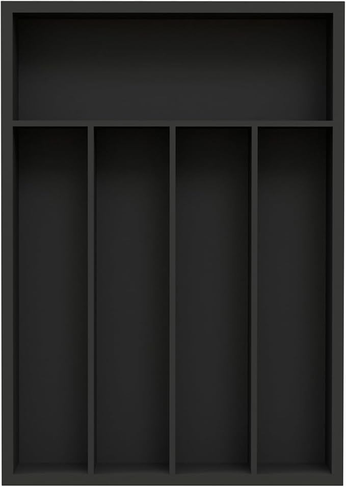 Unibambou Bamboo Silverware Drawer Tray, Kitchen Flatware Organizer, Black