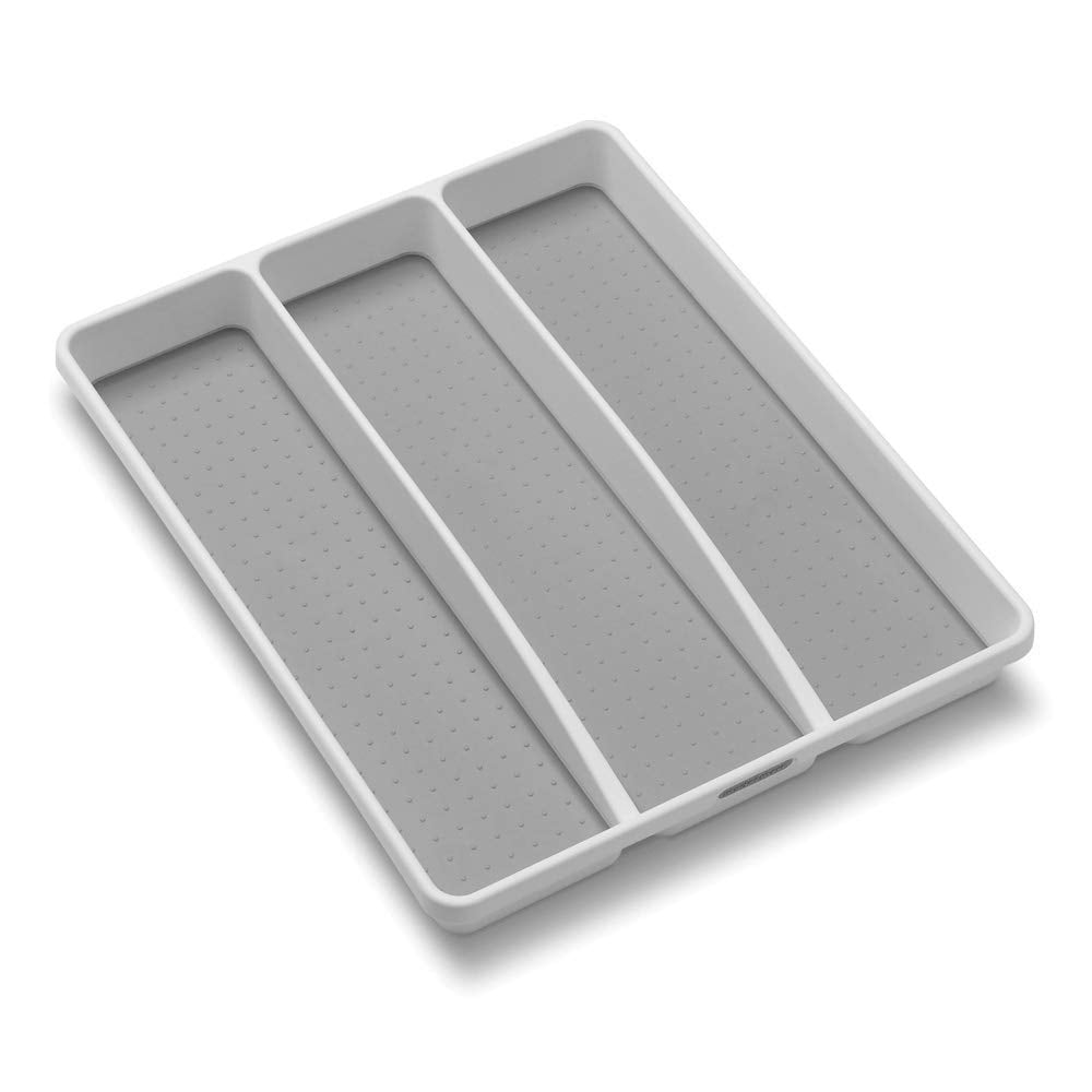 madesmart Clear 3 Compartment Utensil Tray, Grey
