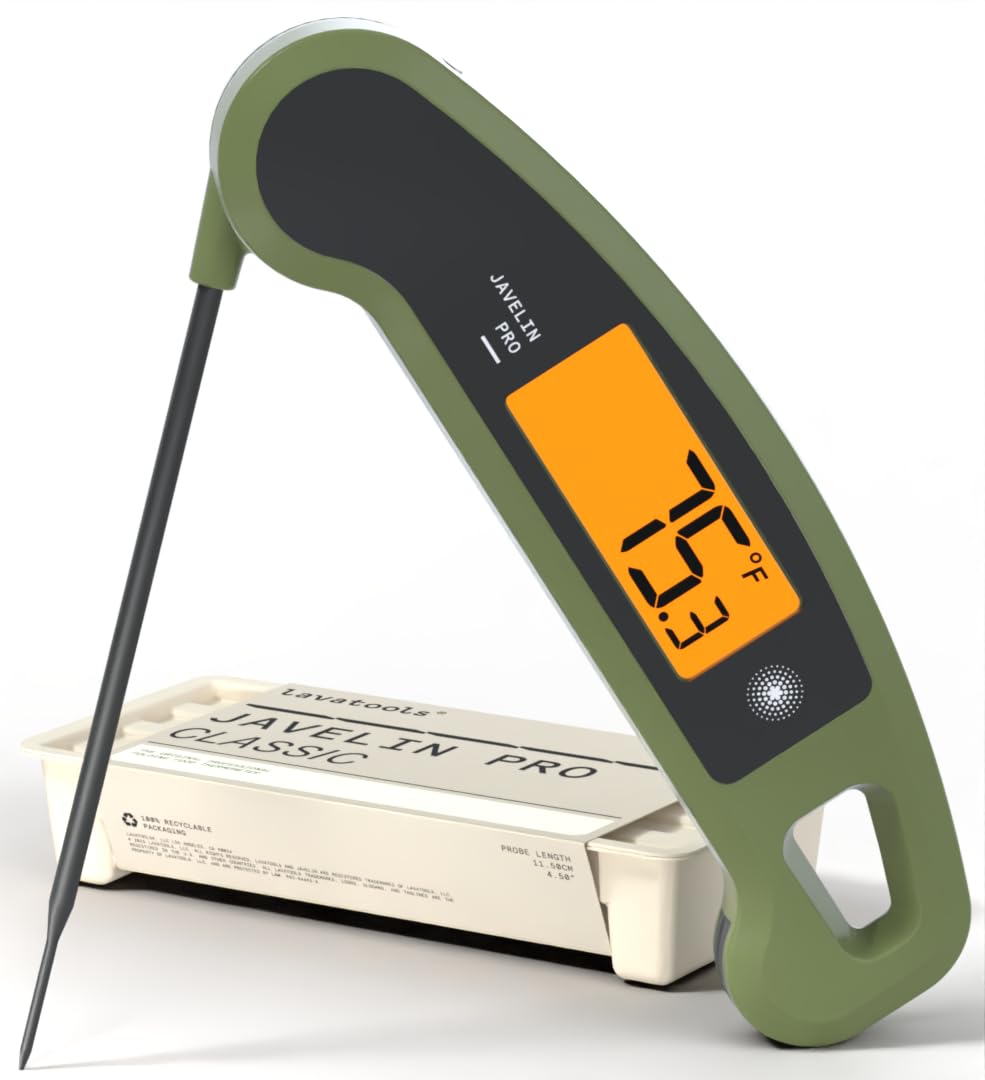 Lavatools Javelin® PRO Classic Ultra-Fast 2-Second Professional Digital Instant Read Meat Thermometer for Grill and Cooking, Auto-Rotating Backlit Display, IP65 Water Resistant, NSF Certified – Maize