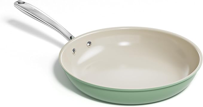 Redchef Ceramic Non Stick Egg Pans, Nonstick Frying Pan Skillet, 8 inch Cooking Pan Non Toxic with Stay Cool Handle for Induction, PTFE & PFAS & PFOA Free, Dishwasher/Oven Safe (Green)