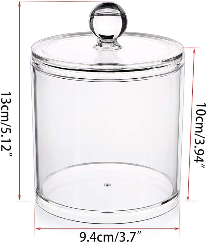 Hipiwe Cotton Ball and Swab Organizer with Lid Apothecary Acrylic Jar Makeup Qtip Organizer Bathroom Storage Canister Jar for Cotton Rounds Pads Q-tips Holder
