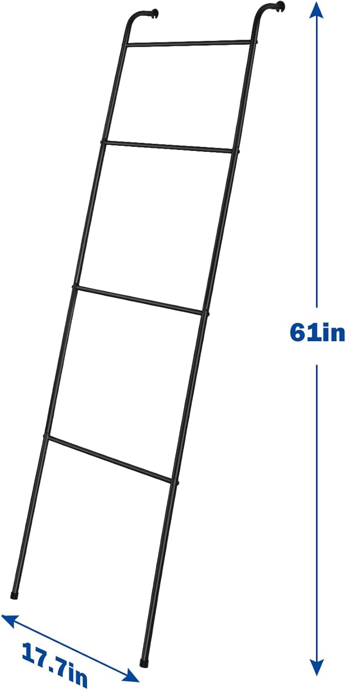 2 Pack Blanket Ladder Decorative Towel Rack Holder for Bathroom, Wall Leaning Metal Drying Quilt Stand for Living Room Bedroom Farmhouse Home Decor, for Women Mom Mother Her Wife - Black