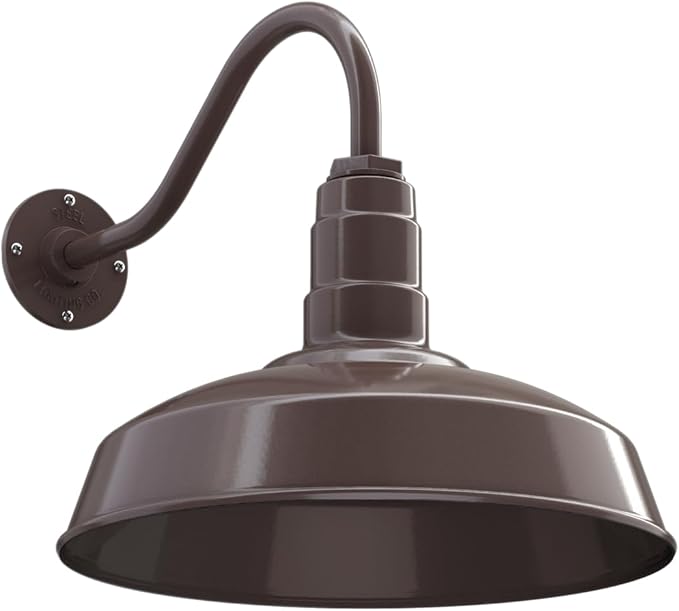 11" Straight Arm Barn Light Outdoor | Farmhouse | Modern Gray/Brass