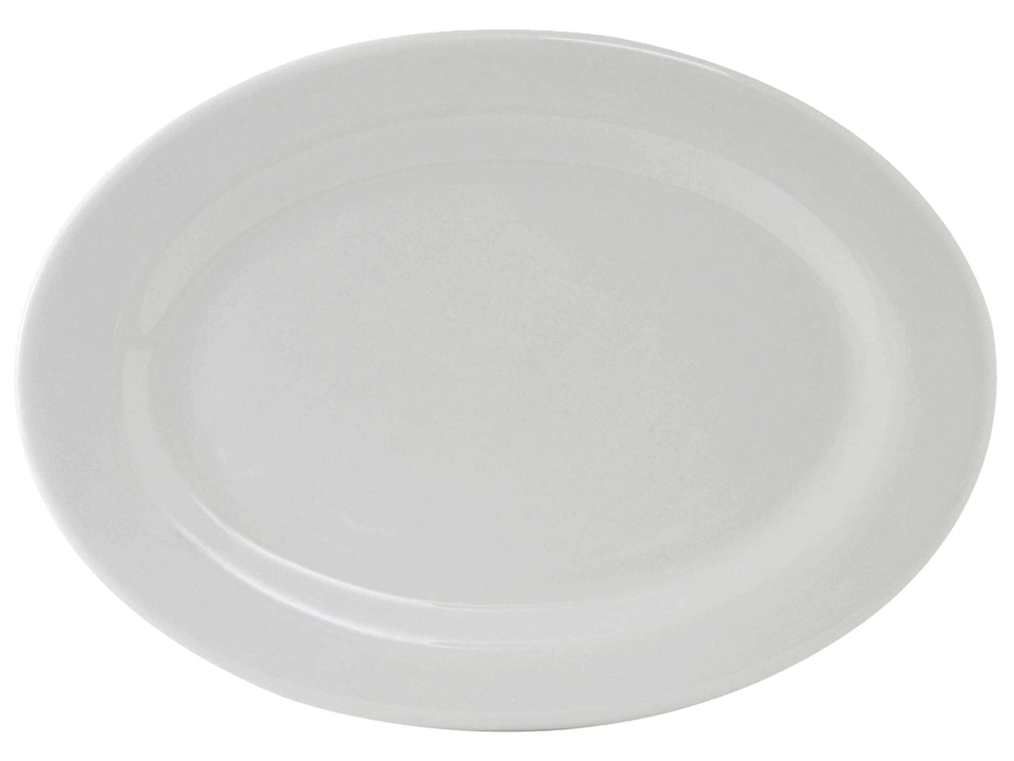 Tuxton China ALH-160 Platter, 16-1/8" x 11-1/4", Oval, Wide Rim, Rolled Edge, Microwave and Dishwasher Safe, Oven Proof, Fully Vitrified, Alaska, Porcelain White, Pack of 6