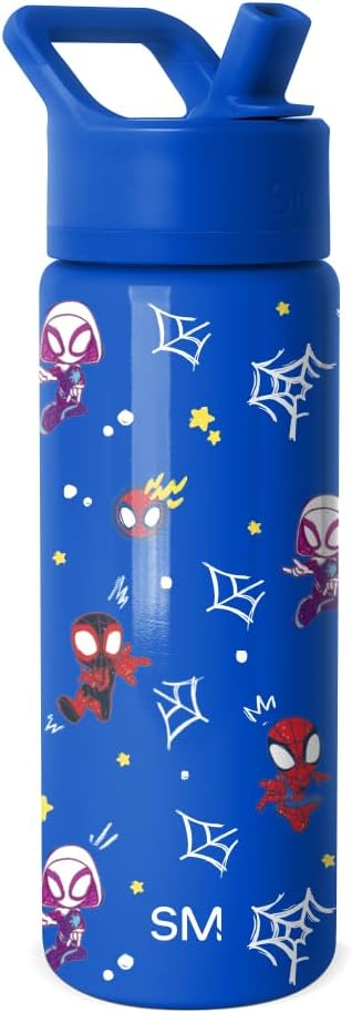 Simple Modern Kids Summit Water Bottle with Straw Lid | Marvel Spider-man 18oz Stainless Steel Cup Insulated Tumbler for Boys, School | Spidey & Friends