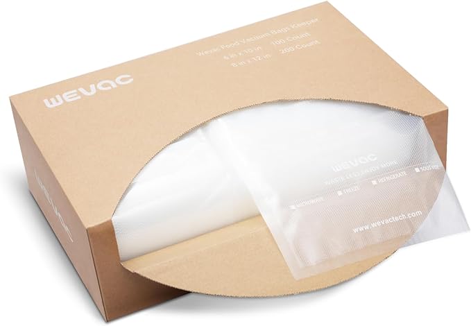 Wevac Vacuum Sealer Bags, Multiple Sizes, 200Pack Precut Bags, 6 Vac Rolls