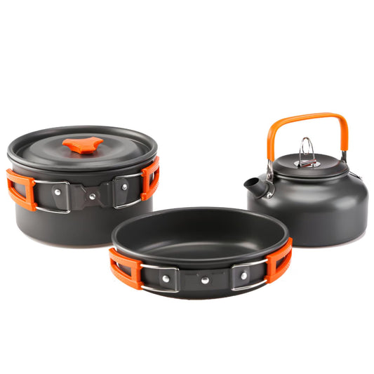 aiGear Camping Cookware Mess Kit, Non-Stick Camping Pan Pot Kettle, Lightweight Aluminum Camping Utensils, Collapsible Portable Camping Cooking Set for Outdoor Cooking Hiking Picnic