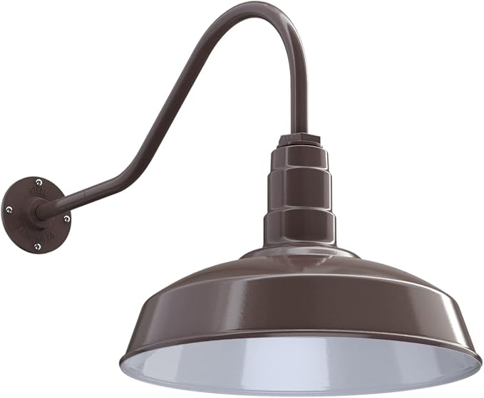11" Straight Arm Barn Light Outdoor | Farmhouse | Modern Gray/Brass
