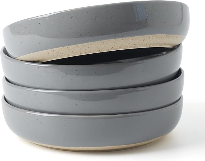 famiware Milkyway 33 oz Pasta Bowls Set of 4, Dark Gray