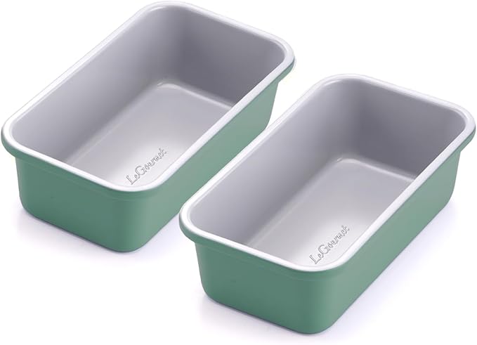 LeGourmet Nonstick Bread Loaf Pan 9 X 5 Inch, Ceramic Coating, Non-Toxic, Rust Resistant Aluminized Steel, Perfect 1 lb Baking Dish for Meatloaf, Pound Cake & Brownie (Butter 2pcs)
