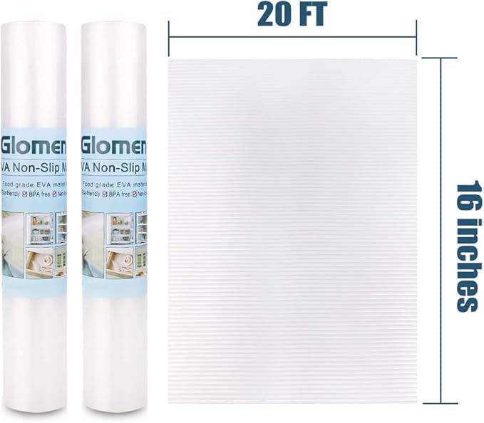 Shelf Liner, Non-Slip Cabinet Liner, Washable Oil-Proof for Kitchen Cabinet, Shelves, Refrigerator, Storage, Desks, 16 Inches x 20 FT, Non Adhesive Drawers Liner… (16 Inches x 20 FT x 2 Rolls)