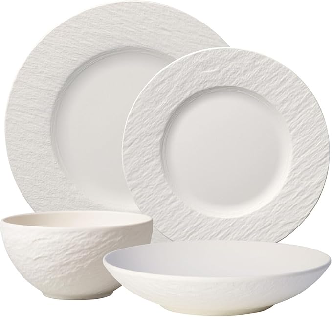 Villeroy & Boch Manufacture Rock Blanc 4 Piece Place Setting, Matte White